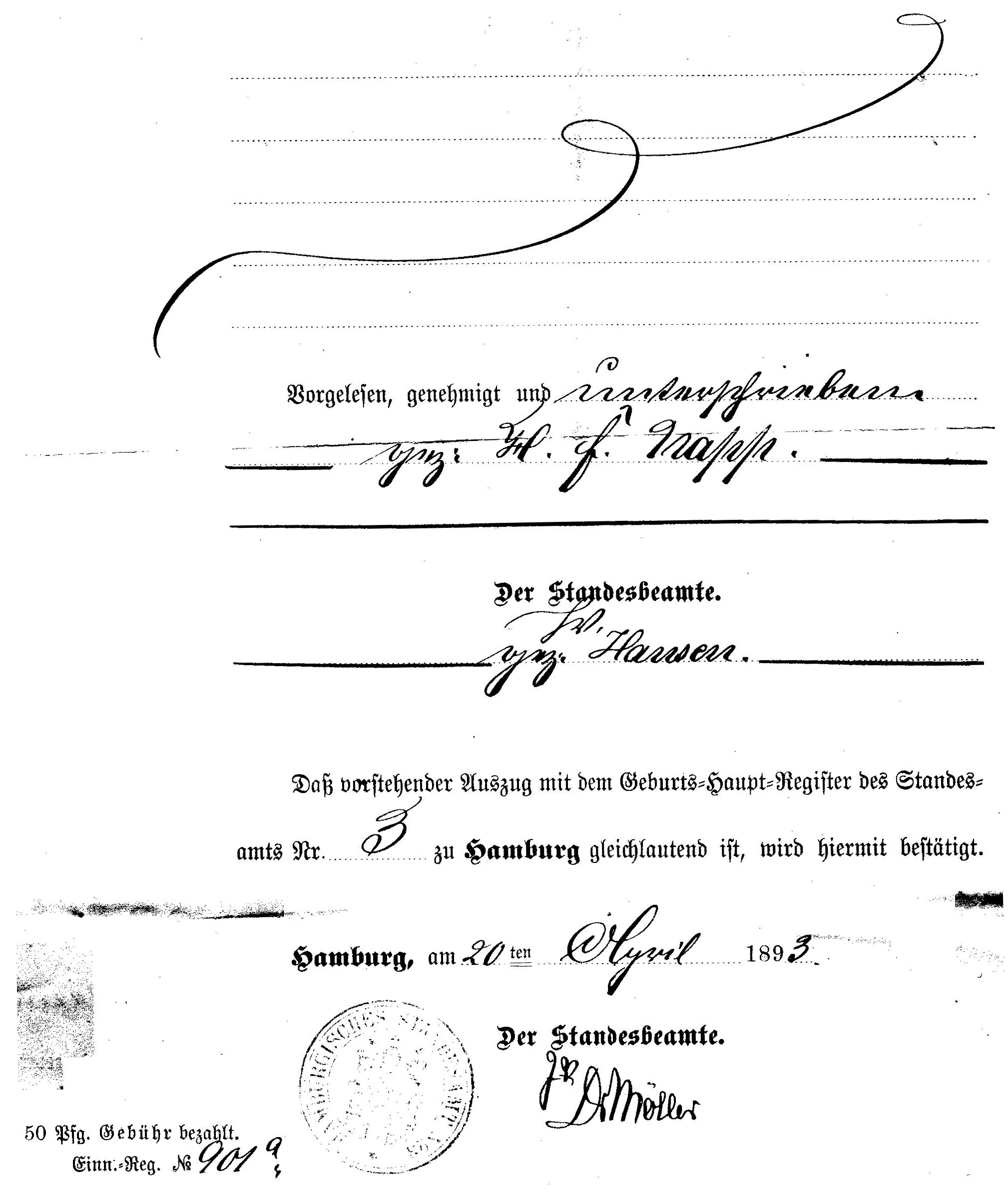 Elisabeth Napp Birth Certificate