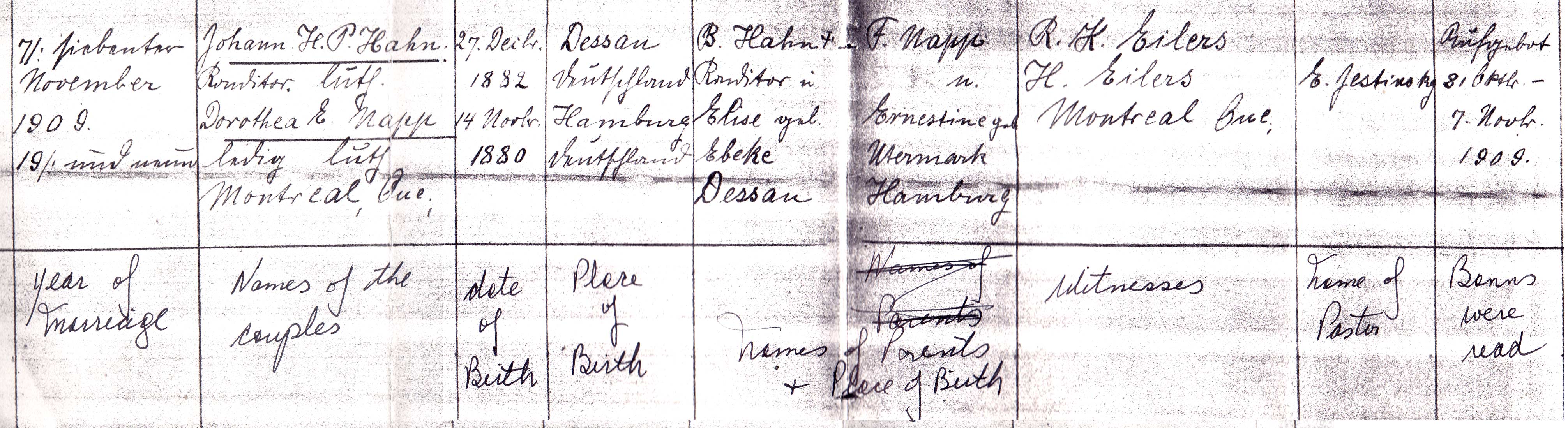 Elisabeth & Paul Marriage Churchbook entry