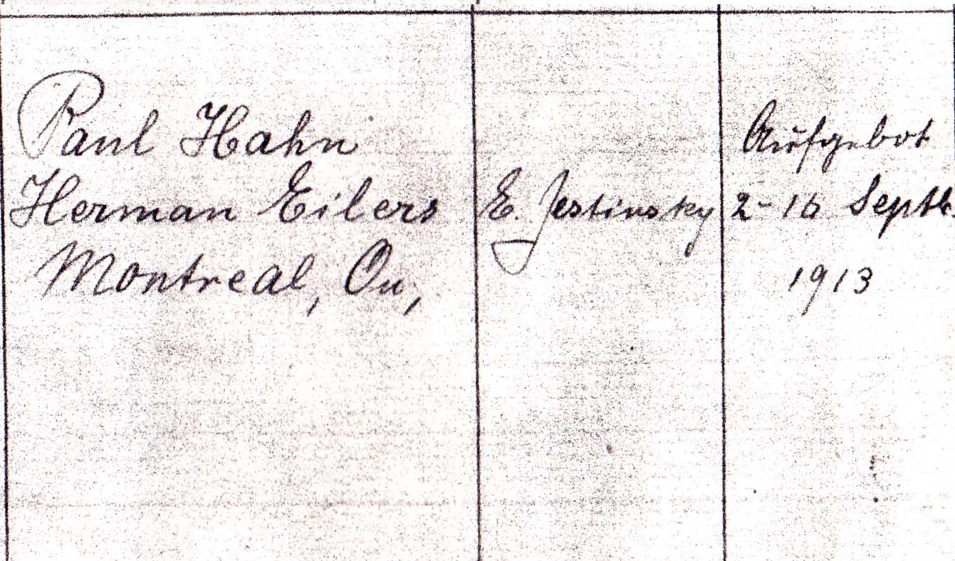 Ernst & Olga Marriage Churchbook entry