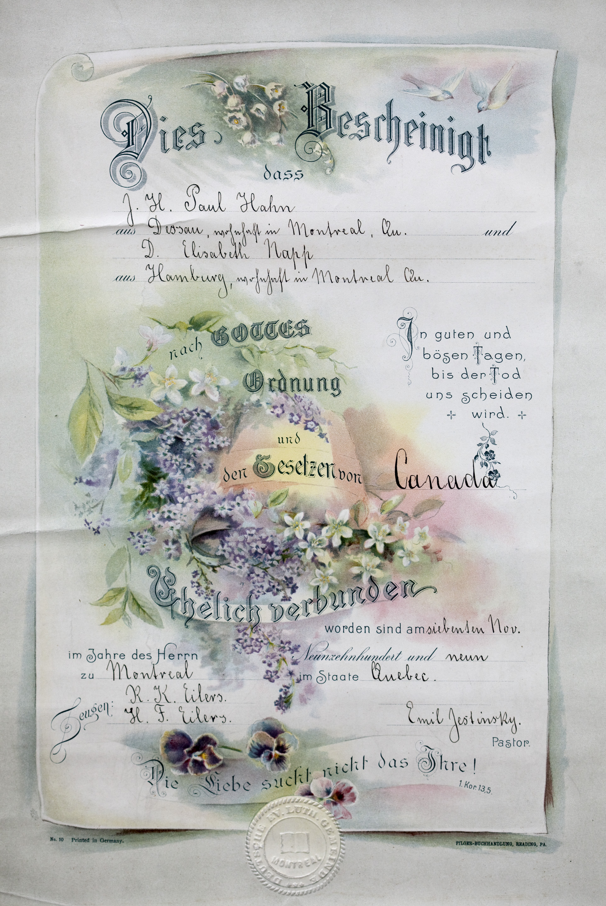 Elisabeth & Paul Marriage  Certificate
